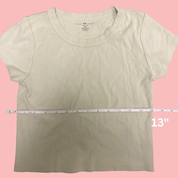 Brandy Melville Sage Green Fitted Crop Tee – 100% Cotton (Made in Europe) - Picture 5 of 6